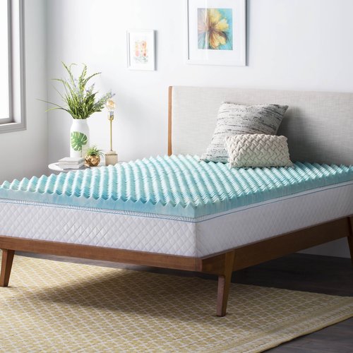 Linenspa 2 Inch Gel Memory Foam Mattress Topper – Egg Crate Style, Reversible for two feels – Promotes Airflow & Relieves Pressure Points – Full