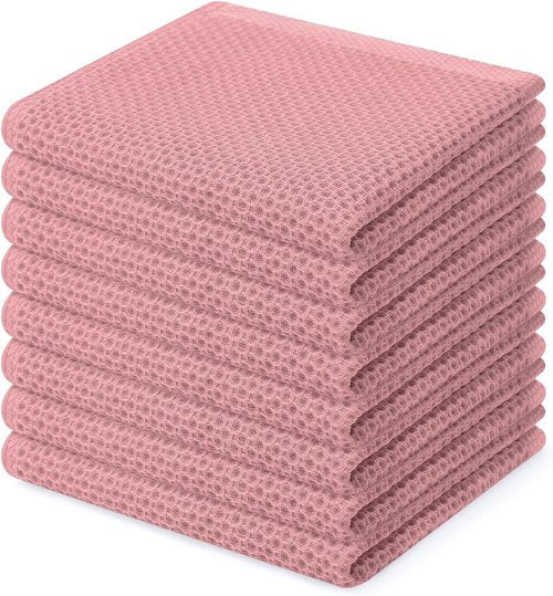 Homaxy 100% Cotton Dish Cloths - Ultra Soft & Absorbent Quick Drying Towels | 12x12 Inches, 8-Pack in Dried Rose