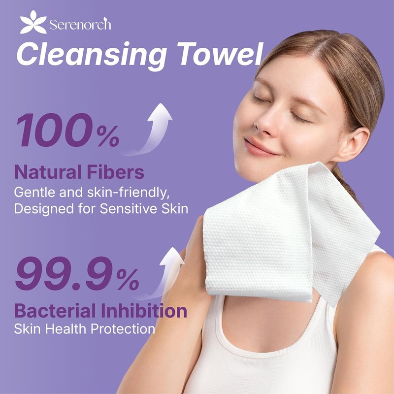 Disposable Face Towels - XL 50 Count Pearl Texture Facial Tissues | Ultra Thick Makeup Remover for Sensitive Skin