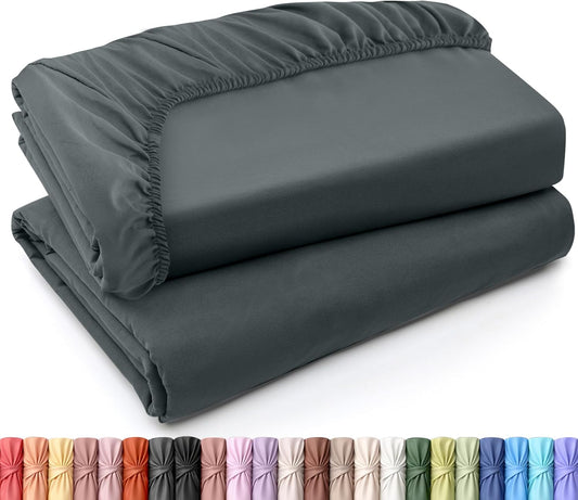 Utopia Bedding Twin XL Fitted Sheets - Soft Brushed Microfiber - Deep Pocket Design - Grey (Pack of 2)