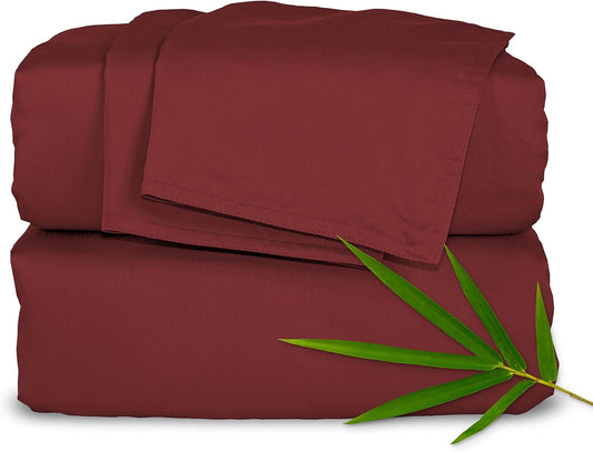 Pure Bamboo California King Sheets - 100% Organic Viscose Bed Set, Soft & Cooling, Merlot Color