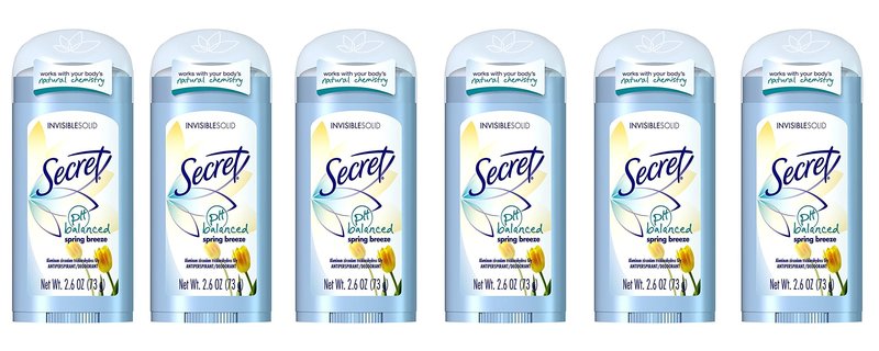 Secret Original Spring Breeze Scent Women's Invisible Solid Ph Balanced Antiperspirant & Deodorant 2.6 Oz (Pack of 6)