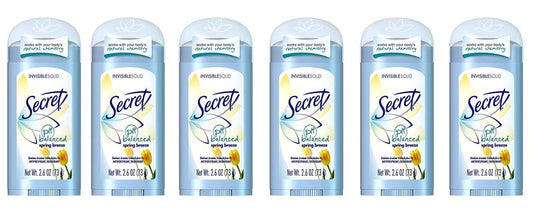 Secret Original Spring Breeze Scent Women's Invisible Solid Ph Balanced Antiperspirant & Deodorant 2.6 Oz (Pack of 6)