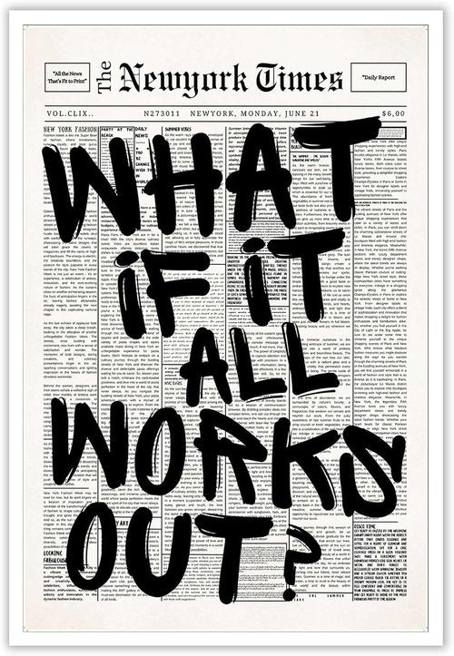 Drimiler Retro Black And White Newspaper Poster - Positive Affirming Canvas Wall Art 12x18in Unframed
