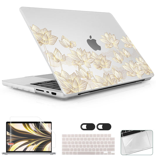 Lepeoac Case for MacBook Pro 16 inch Case 2026-2021 | M5 A3429 A3428 M4 M3 M2 M1 Pro/Max | Protective Hard Shell Laptop Cover with Screen Protector & Keyboard Cover | Lotus