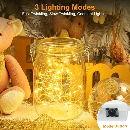 Btfarm 24 Pack Fairy Lights - Battery Operated 7ft Twinkle String Lights | Waterproof Mini Silver Wire for Weddings & Decor