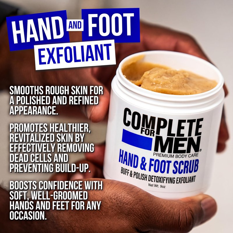 COMPLETE FOR MEN - Hand and Foot Scrub: Exfoliating Feet, Hand Exfoliant, Sugar Scrub for Dry Skin, Moisturizing Rough Skin Remover, Ideal for Hands and Feet Care, Scrub for Men