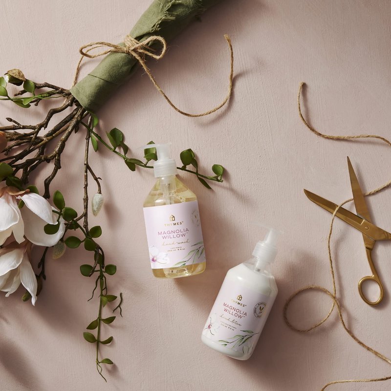 Thymes Moisturizing Hand Lotion for Dry Skin - Moisturizer for Beauty and Personal Care - Luxury Hand Lotion for Women & Men with Shea Butter & Aloe Vera (Magnolia Willow, 9 fl oz)