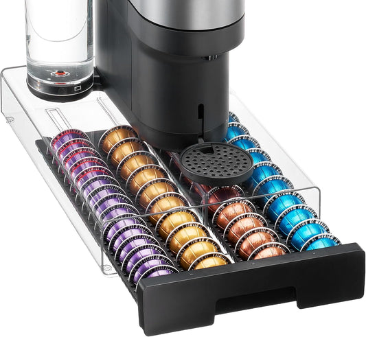 Vtopmart Coffee Pod Organizer - Acrylic Holder for Nespresso Vertuo Pods | Holds 40 Large or 60 Small Capsules