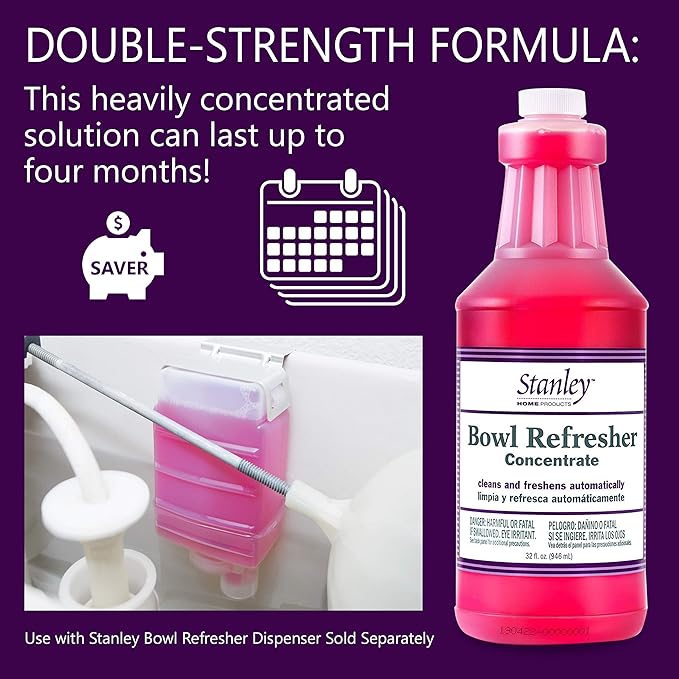 Stanley Toilet Bowl Cleaner & Deodorizer Concentrate 32 oz – Wild Rose Scent – Septic‑Safe Bowl Refresher – Cleans Stains & Residue with Each Flush (Pack of 1)