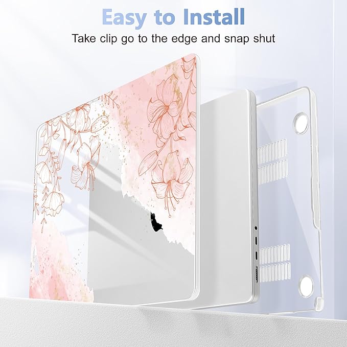 Lepeoac for MacBook Pro 16 inch Case M1 M2 M3 M4 M5 Pro/Max with Liquid Retina XDR, Release 2021-2025 2026 A3429 A3428, Hard Shell Case with Screen Protector & Keyboard Cover, Watercolor Floral