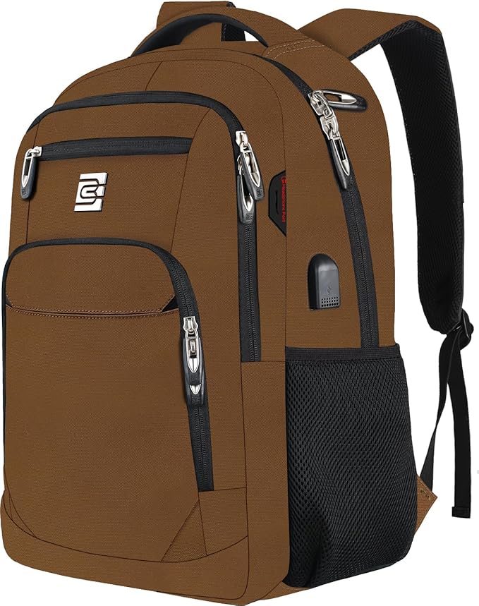 Volher Laptop Backpack,Business Travel Anti Theft Slim Durable Laptops Backpack,Water Resistant College Computer Bag for Women & Men Fits 15.6 Inch Laptop and Notebook-Brown