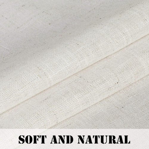 H.VERSAILTEX Natural Linen Tab Top Curtains 84 Inch Length for Living Room 2 Panel Drape Semi Sheer Neutral Country Rustic Farmhouse Boho Curtain Bedroom Muslin Look Light Filtering, Heathered Natural