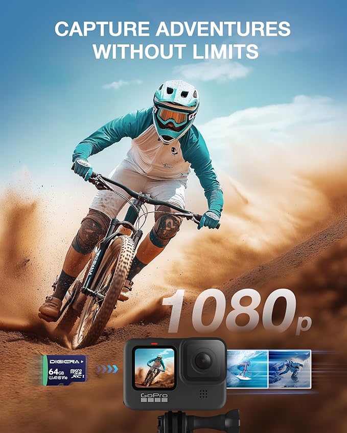 DIGIERA 64GB CT100 microSDXC UHS-I Memory Card with Adapter - up to 100MB/s, C10, U1, V10, Full HD, A1, Micro SD Card for Smartphones, Tablets, Cameras, Gaming Consoles, and Drones (1 Pack)