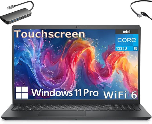 Dell Inspiron 15 Touchscreen Laptop Computer for Home Business Student, 15.6" FHD, Intel 10-Core i5-1334U, 16GB DDR4 RAM, 512GB PCIe SSD, WiFi 6, Bluetooth, Windows 11 Home, Type C Hub + 256GB SD Card
