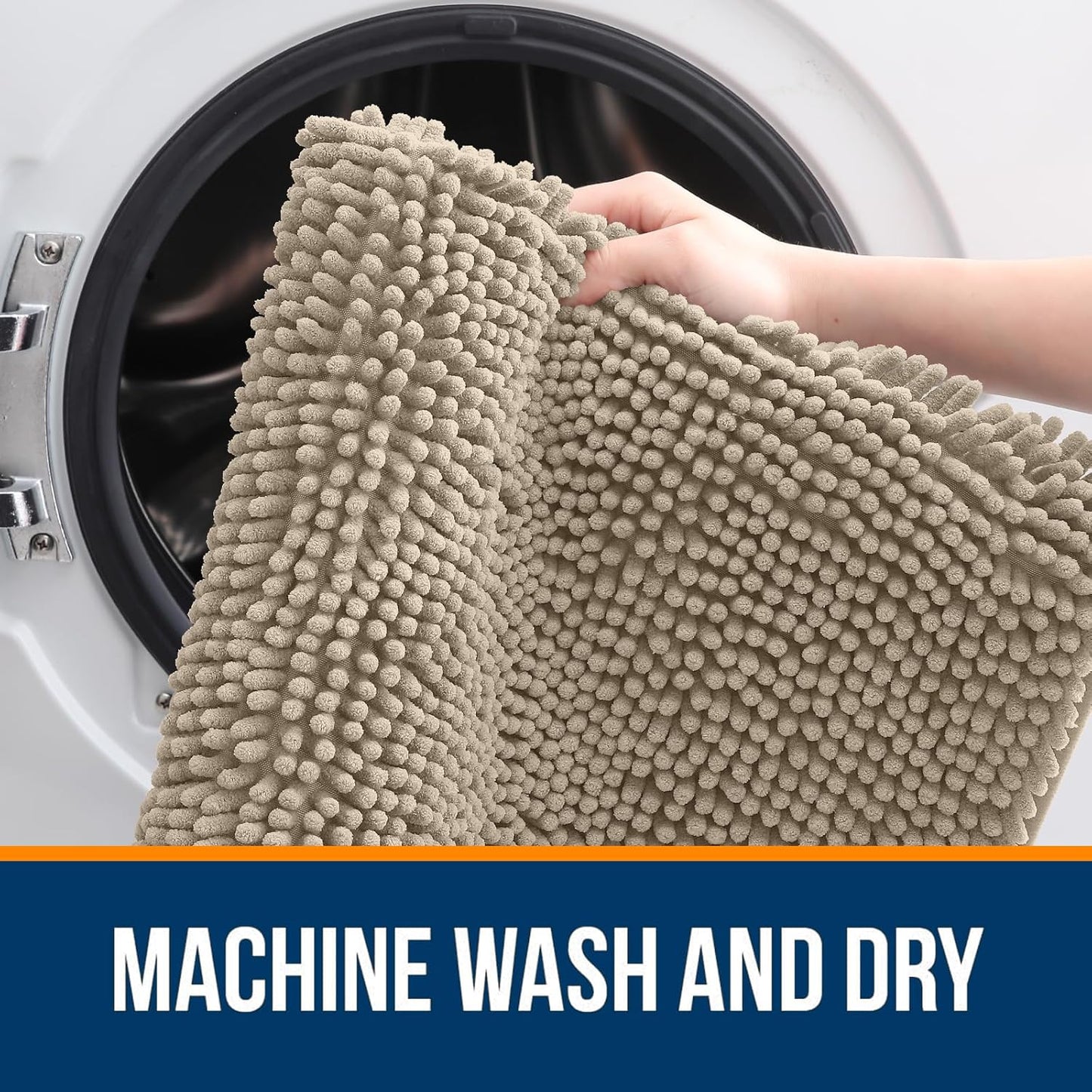 OLANLY Bathroom Runner Rugs - Soft Absorbent Chenille Bath Mats | Quick-Dry, Machine Washable, 44x24, Warm Taupe