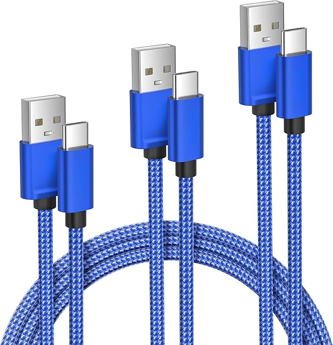 Elebase for Samsung Galaxy S25 Charger Cable 1.5/3.3/6.6FT 3Pack,USB A to Type C Charging Cord for Car,S24 S23 S22 Tab S10 S9 S8 S7 A9 A8 A7 Plus Ultra FE,Z Flip Fold,Kindle Fire HD Paperwhite Scribe