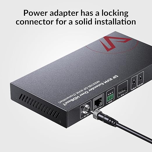 AV Access DisplayPort KVM Extender 330ft/100m, 4K@30Hz, Zero Latency, USB 2.0 Keyboard Mouse Control, HDBaseT PoE, RS232, EDID, for Server Room, Control Room