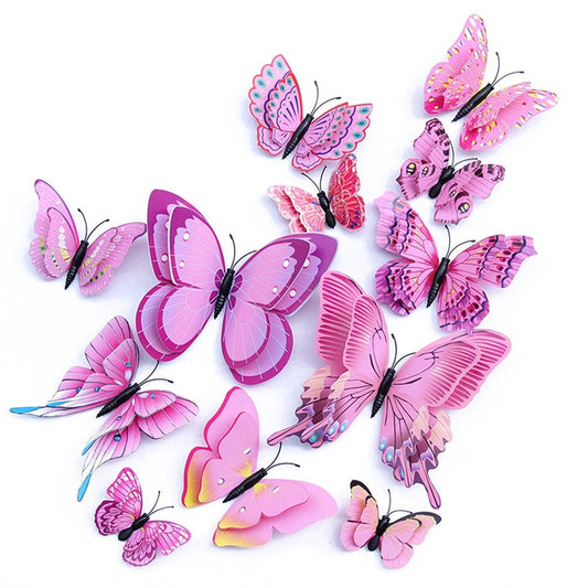 OPSEAM Butterfly Wall Decor 24/48 PCS, 3D Butterflies Stickers for Party Decorations with Magnets(Pink, 48)