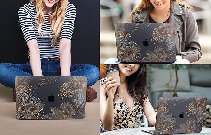 CISSOOK Gorgeous Flower Case for MacBook Air 13.6 inch M5 M4 M3 M2 2026 2025 2024 2022 Release, Hard Shell Case with Keyboard Cover +Screen Protector for MacBook Air 13 inch A3449 A3240 A3113 A2681