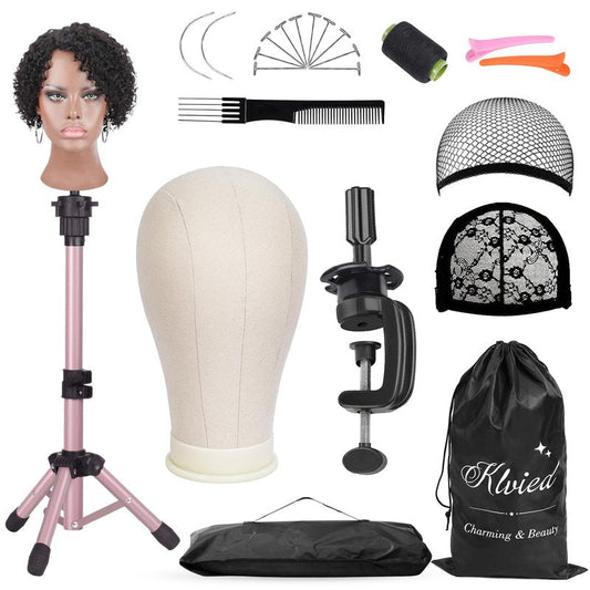Klvied Wig Mannequin Stand with Head for Desktop,Rose Golden