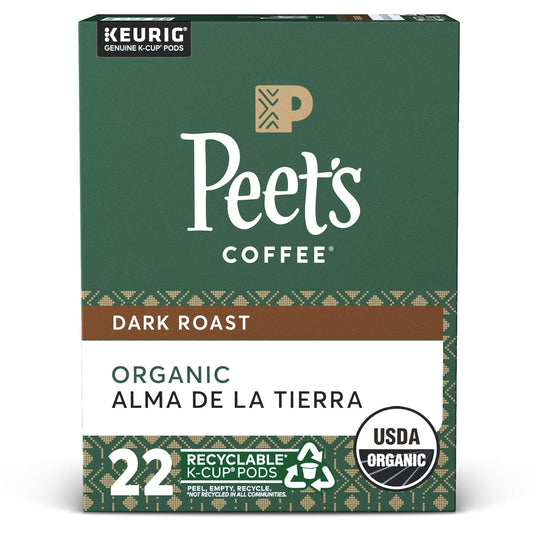 Peet’s Coffee Organic K-Cup Pods - Alma De La Tierra Dark Roast for Keurig Brewers | 22 Pods