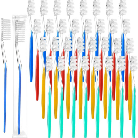 200 Pcs Disposable Travel Toothbrush Set - Medium Soft Bristles, Individually Wrapped for Adults | Perfect for Hotels & Travel