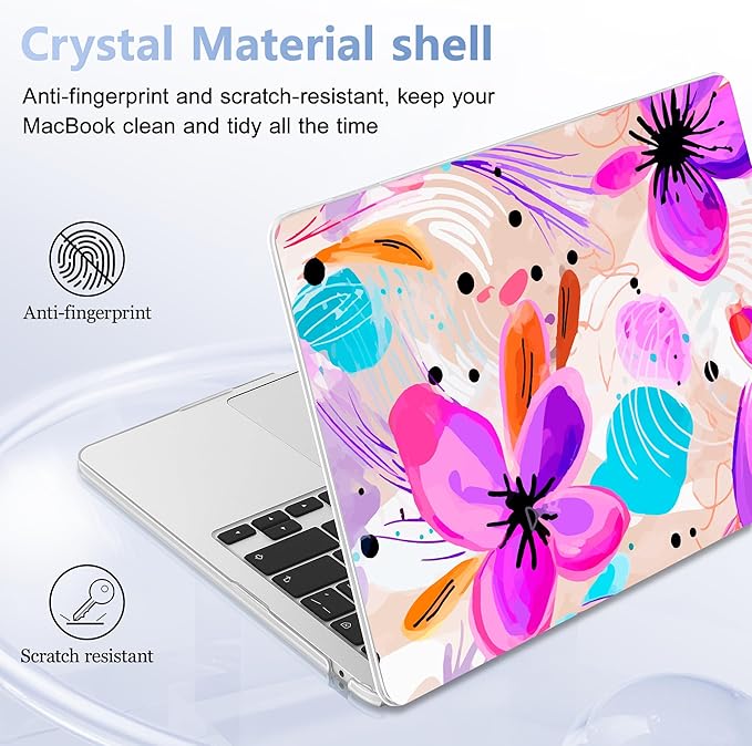 Lepeoac Case for 2026/2025/2024/2023 MacBook Air 15-inch Laptop Release M5 A3448 /M4 A3241 /M3 A3114 /M2 A2941, Stylish Protective Hard Shell Cover for MacBook Air 15.3 inch, Trendy Floral