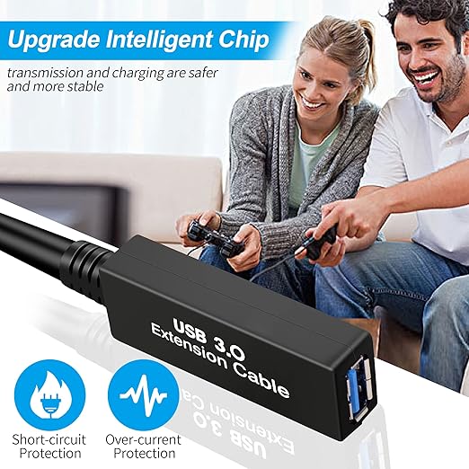 S.H.Y SPRUCES 50FT USB 3.0 Active Extension Cable, USB Extension Cord A/M to A/F (15M) for USB HUB,Webcam,Xbox,Oculus Quest 2/3 VR,PS4,Printer,External Hard Disk
