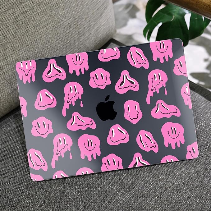 MEEgoodo Case for M5/M4/M3/M2 MacBook Air 13.6 inch 2026 2025 2024 2022, Fit Model A3449/A3240/A3113/A2681, Case Compatible with MacBook Air 13 inch, Pink Groovy Emoji