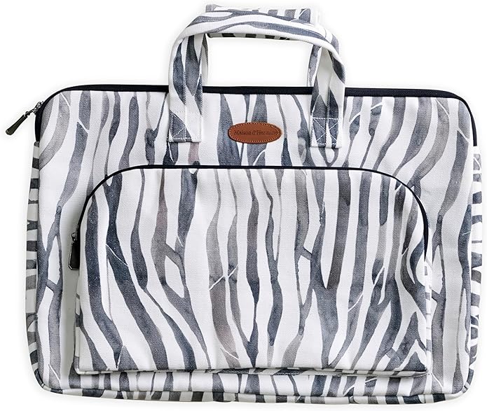 Maison d'Hermine Laptop Bag with Pocket Upto 13.5 inch Stain and Water Repellent Cotton Canvas Spring Summer (Zebra)