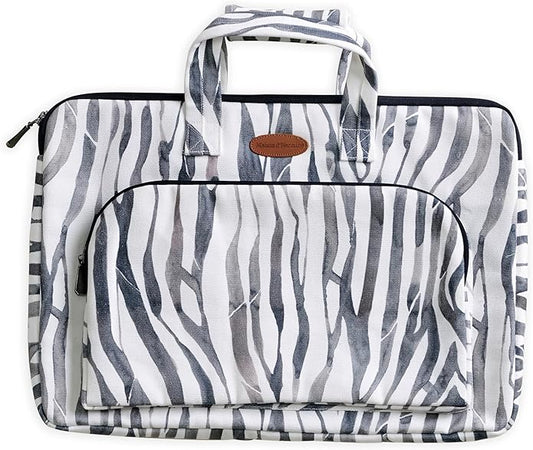 Maison d'Hermine Laptop Bag with Pocket Upto 13.5 inch Stain and Water Repellent Cotton Canvas Spring Summer (Zebra)