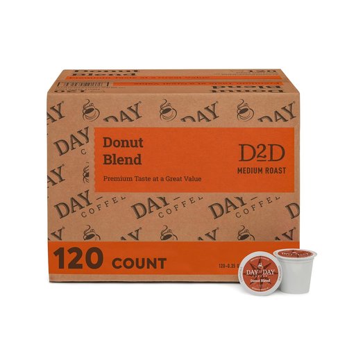 Day To Day Coffee - Donut Blend Medium Roast Coffee Pods - 120 Count | Compatible with Keurig K-Cup Brewers