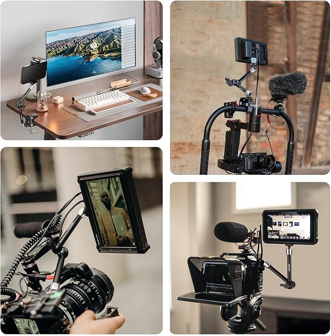 NEEWER 9.8"/25cm Adjustable Magic Arm with Super Clamp, 1/4" & 3/8" Threads, 1/4" Screws for Flash/LED Light/Microphone/Monitor, Compatible with SmallRig Camera Cage, Max Load: 3.3lb/1.5kg, ST25C