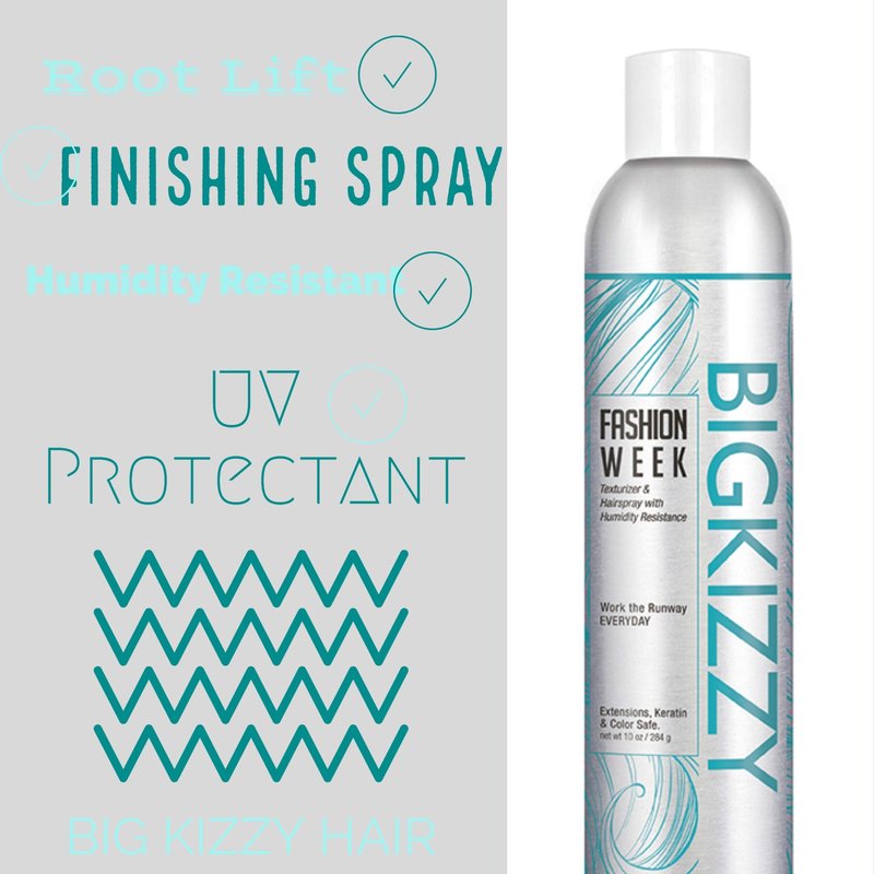 Big Kizzy Fashion Week Hairspray & Texture Spray - Medium Hold Setting Spray for All Day + All Hair Types - Anti-humidity & Volumizing Root Lift Aerosol, 10oz