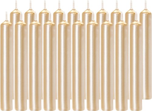 BRUBAKER Mini Taper Candles - 20 Pcs Pale Gold Unscented 3¾ x ½ Inches for Rituals, Weddings & Decor
