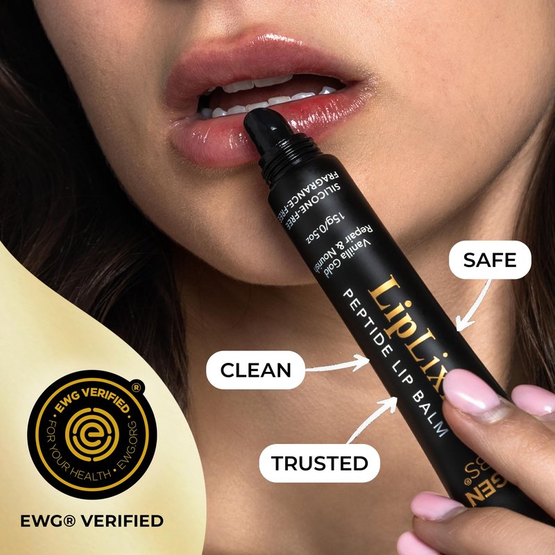 LipLixir Non Toxic Peptide Lip Balm – EWG® VERIFIED, All-Natural, Ultra-Clean, Hydrating, Doctor Approved Lip Gloss – Fragrance-Free with Shea, Cocoa & Coconut Oil, (Reformulated Thicker Formula)