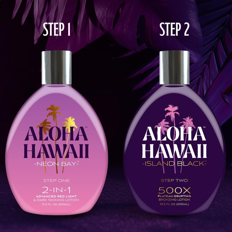 Aloha Hawaii Island Black Tanning Lotion, 500X Plateau-Erupting Bronzer with Copper Peptides, Hyaluronic Acid & Ceramides, 13.5 Fl Oz