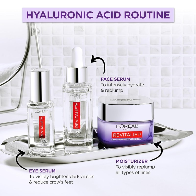L'Oreal Paris Revitalift Hyaluronic Acid Serum - Anti-Aging Hydration for All Skin Types | 1 Oz
