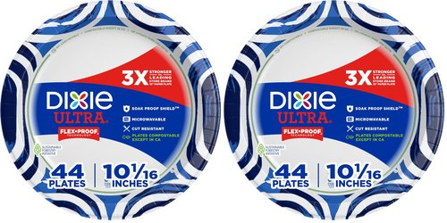 Dixie Paper Plates, 10 Inch, 44 Count | 3X Stronger | Heavy Duty | Microwave-Safe | Soak-Proof