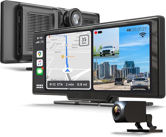RexingUSA CPDuo Pro - 10.26" 4K Dash Cam with Wireless CarPlay & Android Auto, Touchscreen, GPS, Bluetooth, WDR, Night Vision, 170° Wide, Parking Mode