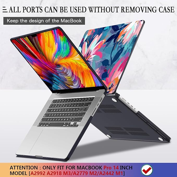 CISSOOK Compatible with MacBook Pro 14 inch Case 2026-2021 Release A3434 A3427 A3426 A3112 A3401 A3185 A2992 A2918 A2779 A2442, Plastic Hard Case & Keyboard Cover Screen Protector, Muti-color Painting