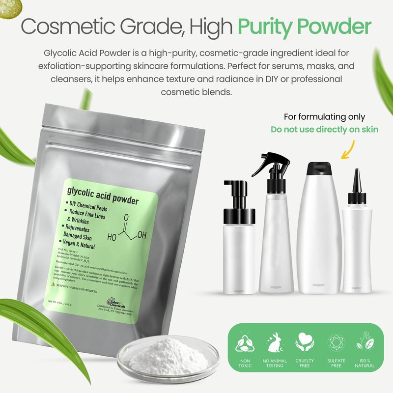 Talsen Chemicals Glycolic Acid Powder DIY Glycolic Crystal Powder is Pure, DIY Cosmetics (4 Oz/113 grams)