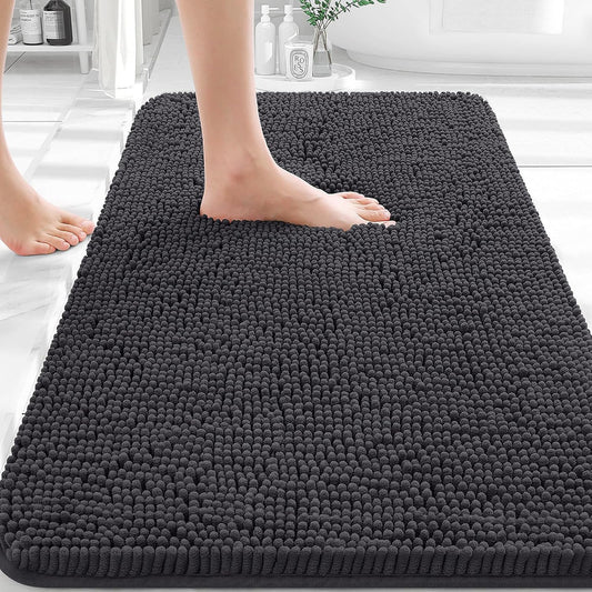 OLANLY Bathroom Rugs - Extra Soft Chenille Bath Mats | Quick Dry, Machine Washable, 36x24, Dark Grey