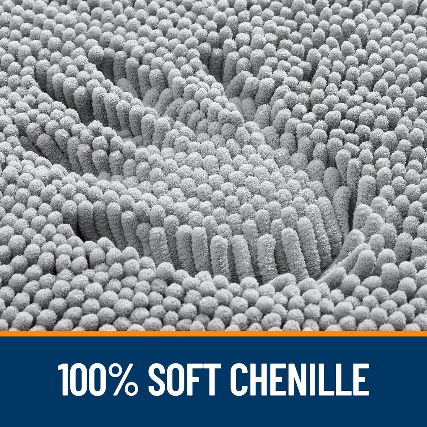 OLANLY U-Shaped Toilet Rugs - Extra Soft Chenille, Quick-Dry, Non-Slip Bath Mat | 24x20, Light Grey
