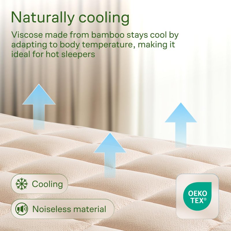 Niagara Ultra Soft California King Size Mattress Topper - Viscose Made from Bamboo Pillow Top Mattress Pad for Full Back Support - Naturally Cooling for Hot Sleepers, Beige