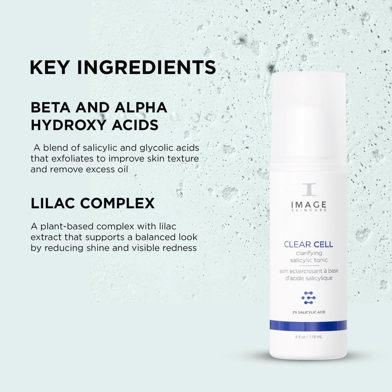 IMAGE Skincare, Clear Cell Clarifying Salicylic Tonic, Mattifying Toner for Pores, Redness and Light Exfoliation for Oily Prone Skin, 4 fl oz