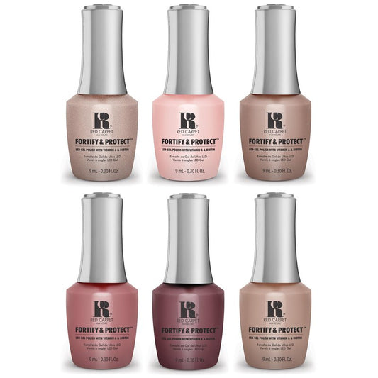RC Red Carpet Manicure Kit 5 Fortity & Protect Bundle Neutrals - Soak Off Polish, Long-Lasting, Vibrant Colors, Professional Quality, High Shine, Chip-Resistant.