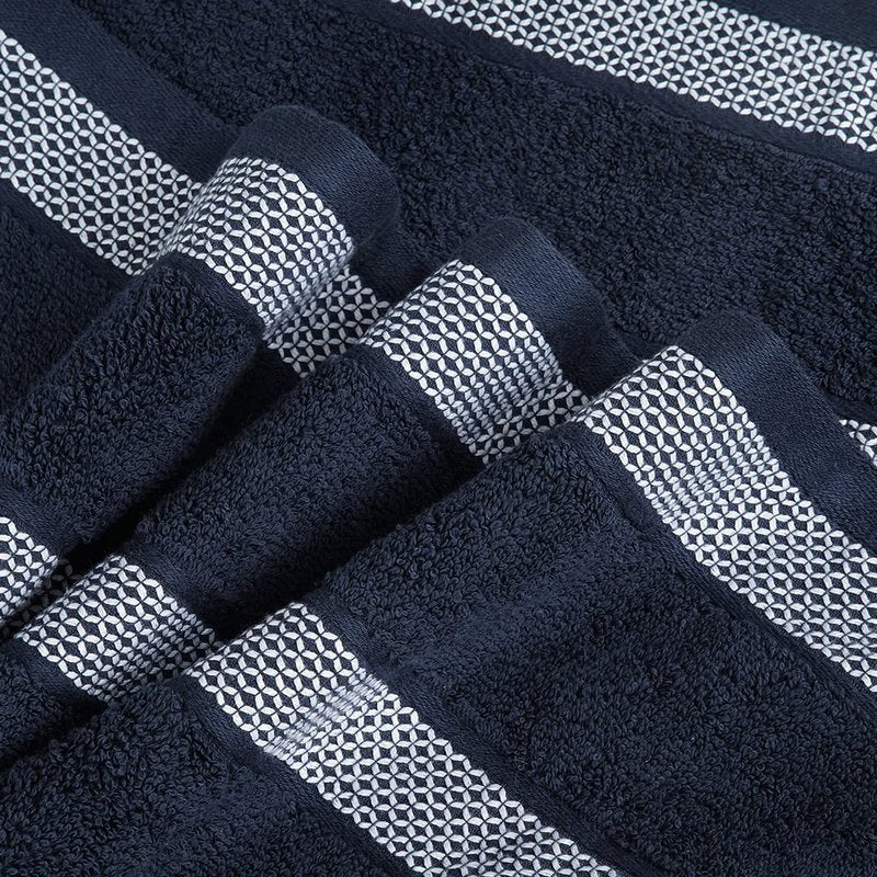 CASA COPENHAGEN Solitaire 6 Pieces Towel Set- Navy, 600 GSM 2 Bath Towel 2 Hand Towel 2 Washcloth, Designed in Denmark Made of Soft Egyptian Cotton for Bathroom, Kitchen & Shower