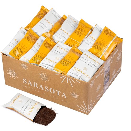 Coffee Packets - 36 Single-Pot Pouches of 2oz Ground Breakfast Blend, Low Acid Medium Roast